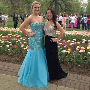 Blue Mermaid Prom Dress Lace Up Size 12